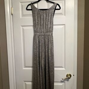 Anthropologie Meadow Rue Metallic Silver Jumpsuit